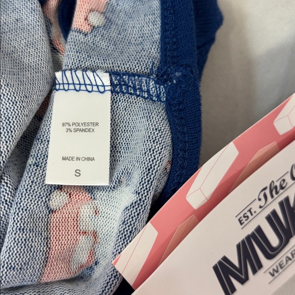 Muk Luks Navy Pet Sweater phs with Red Cars and xmass trees size butter knit S - Picture 8 of 9